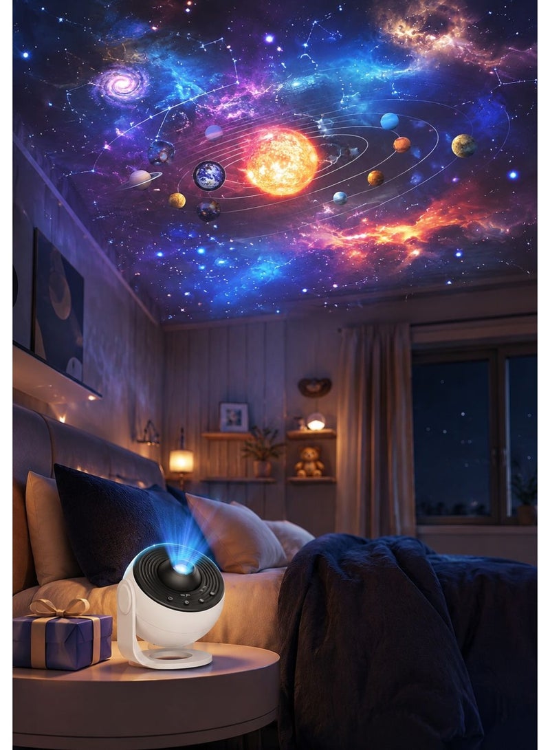 جهاز عرض المجرة الاحترافي (Galaxy Projector Pro) - جهاز عرض نجوم وقبة سماوية متعدد الوظائف (13 في 1) يضم أقراصاً للنظام الشمسي والأبراج والمجرات، مع إضاءة ليلية للسقف قابلة للدوران بزاوية 360 درجة، ومؤقت، وميزة ضبط التركيز. - Image 4