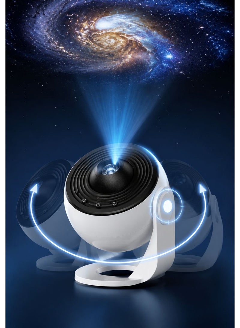 جهاز عرض المجرة الاحترافي (Galaxy Projector Pro) - جهاز عرض نجوم وقبة سماوية متعدد الوظائف (13 في 1) يضم أقراصاً للنظام الشمسي والأبراج والمجرات، مع إضاءة ليلية للسقف قابلة للدوران بزاوية 360 درجة، ومؤقت، وميزة ضبط التركيز. - Image 5
