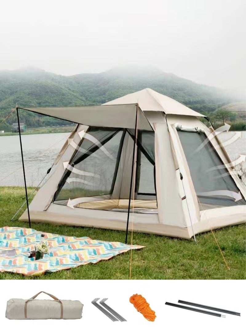 Jourvent Pop-Up Family Camping Tent, Automatic Setup, Portable & Foldable, Waterproof Polyester, Ventilated Sunshade, All-Season Outdoor Shelter (210x210x145cm) - Image 1