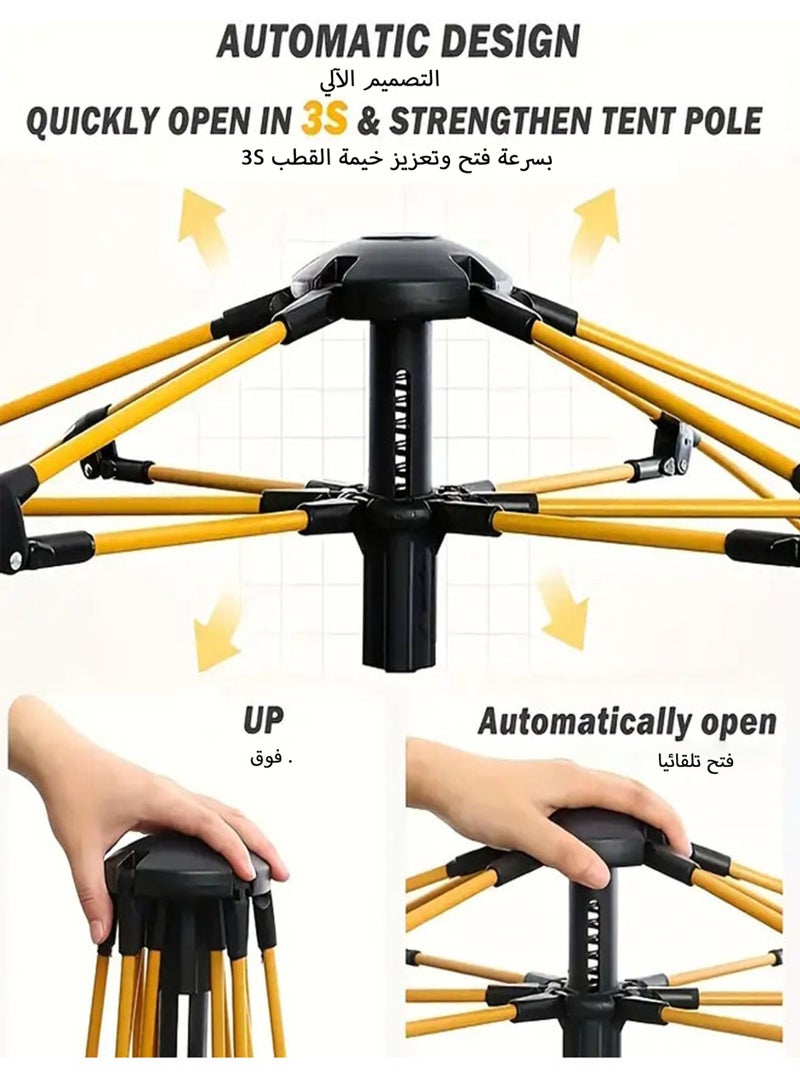 Jourvent Pop-Up Family Camping Tent, Automatic Setup, Portable & Foldable, Waterproof Polyester, Ventilated Sunshade, All-Season Outdoor Shelter (210x210x145cm) - Image 2