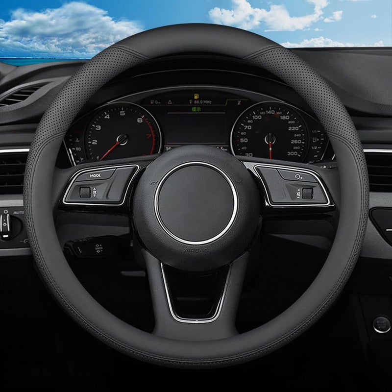 غطاء عجلة القيادة من SZYUCHEN جلد لمازدا CX5CX5 CX50CX50 CX3CX3 CX30CX30 CX9CX9 Mazda 3 5 6 MX5 مياتا CX7 RX8 GS GT ملحقات السيارات الرياضية 2025 أسود 14515 بوصة