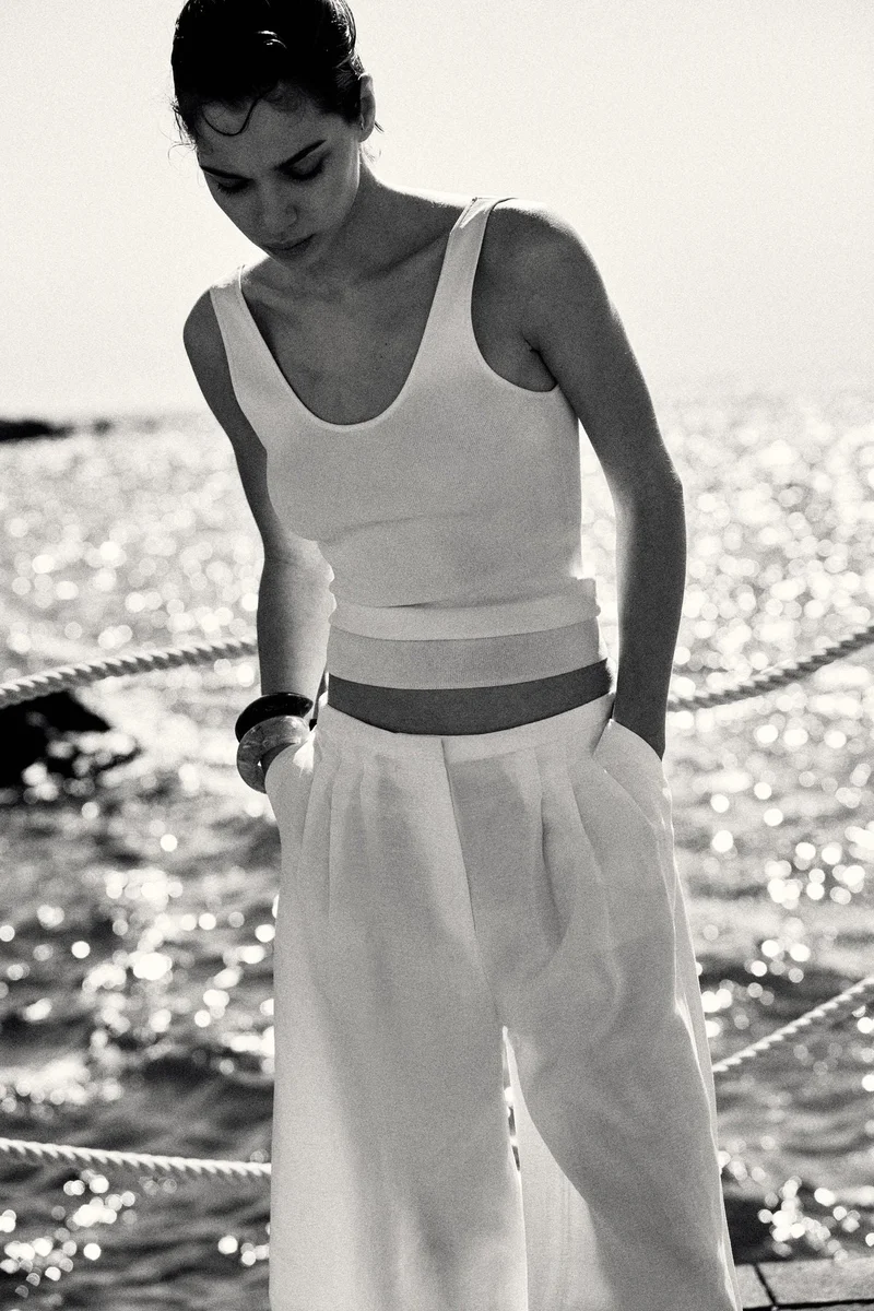 H&M Wide linen-blend trousers