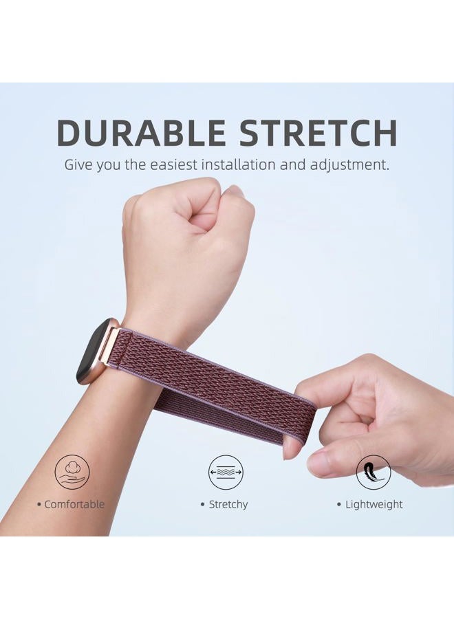 Witzon Stretchy Band Compatible with Fitbit Versa 2 Watch Bands for Women Men, Breathable Nylon Sport Strap Stretchy Replacement Wristbands for Fitbit Versa 2/Versa Lite/Versa/Versa SE, Wave Smoky Violet - Image 4