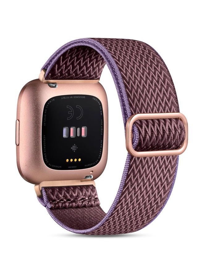 Witzon Stretchy Band Compatible with Fitbit Versa 2 Watch Bands for Women Men, Breathable Nylon Sport Strap Stretchy Replacement Wristbands for Fitbit Versa 2/Versa Lite/Versa/Versa SE, Wave Smoky Violet - Image 1