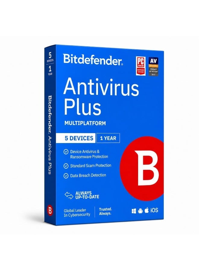 Bitdefender Antivirus Plus 5 Devices 1 Year Multiplatform | Antivirus & Security Software | Middle East