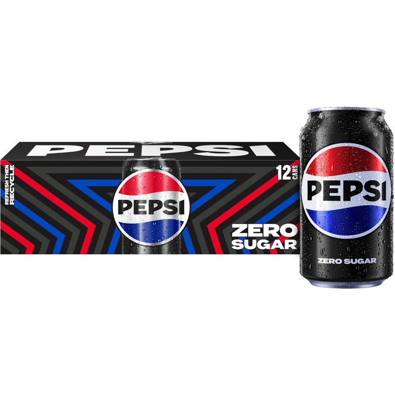 Pepsi Zero Sugar Cola Soda 12 Fl Oz Cans Pack of 12 - Image 3