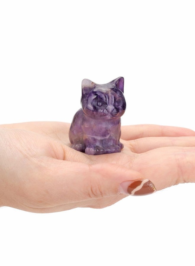 Jovivi 1.5" Amethyst Cystal Cat Statue Natural Stone Carved Cute Pocket Sitting Cat Figurines Sculpture Home Desk Christmas Decorations Gifts - Image 2