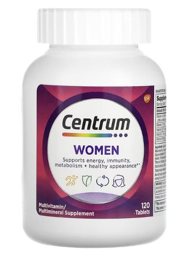 Centrum Women Multivitamin/Multimineral Supplement – 120 Tablets – Energy Support & Healthy Appearance - Image 1
