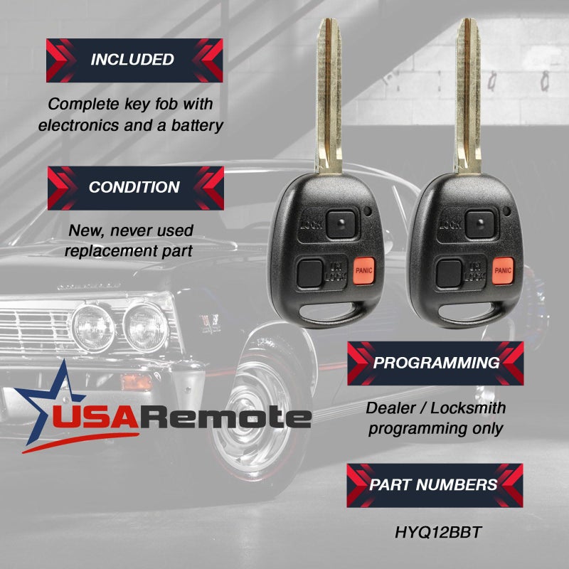 USARemote Key Fob fits 2010 2011 2012 2013 2014 Toyota FJ Cruiser Keyless Entry Remote (HYQ12BBT G-Chip), Set of 2 - Image 3