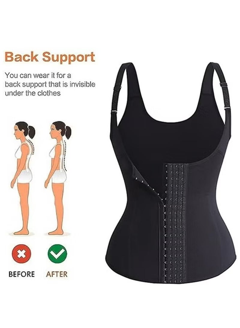 LLASIDO Vest Waist Cincher Trainer Trimmer Girdle Workout Corset Body Shaper-4 Hook Vest Body Shaper L - Image 4