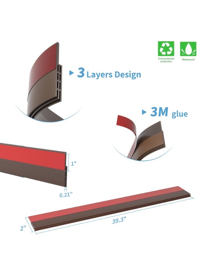 Anmi Door Draft Stopper, 2-pack 100 cm Length Under Door Seal, Door Sweep for Exterior & Interior Doors, Door Bottom Draft Blocker Dust and Noise Insulation - Image 2