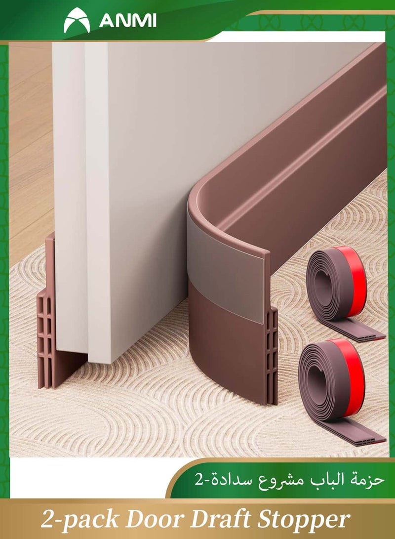 Anmi Door Draft Stopper, 2-pack 100 cm Length Under Door Seal, Door Sweep for Exterior & Interior Doors, Door Bottom Draft Blocker Dust and Noise Insulation - Image 1