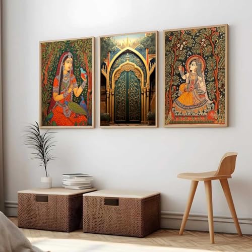 kotart Traditional Wall Art Painting With Frame | Madhubani Paintings Home Decoration For Living Room Bed Room Hotel Wall Decor Digital Reprint Set of 3 (13X17 inch) - Image 4