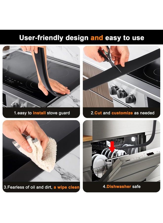 Caxlis 2 Pack Silicone Stove Gap Covers, Heat Resistant Oven Gap Filler Seals Gaps Between Stovetop and Counter, Premium Material, Effectively Stain Resistant, Easy to Clean, Easy to Cut, 25 Inches - Image 4