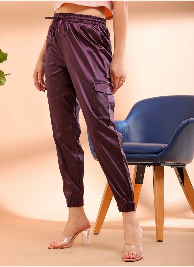 Freehand Women Regular Fit Solid High-Rise Cargo Joggers  - Image 3