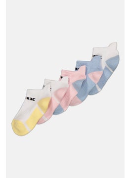 RBX Kids Girl 5 Pairs Brand Logo Socks, White  - Image 2