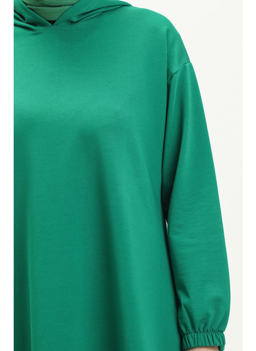 Sefa Merve - Hooded Long Sports Tunic 71004-02 Green - Image 1