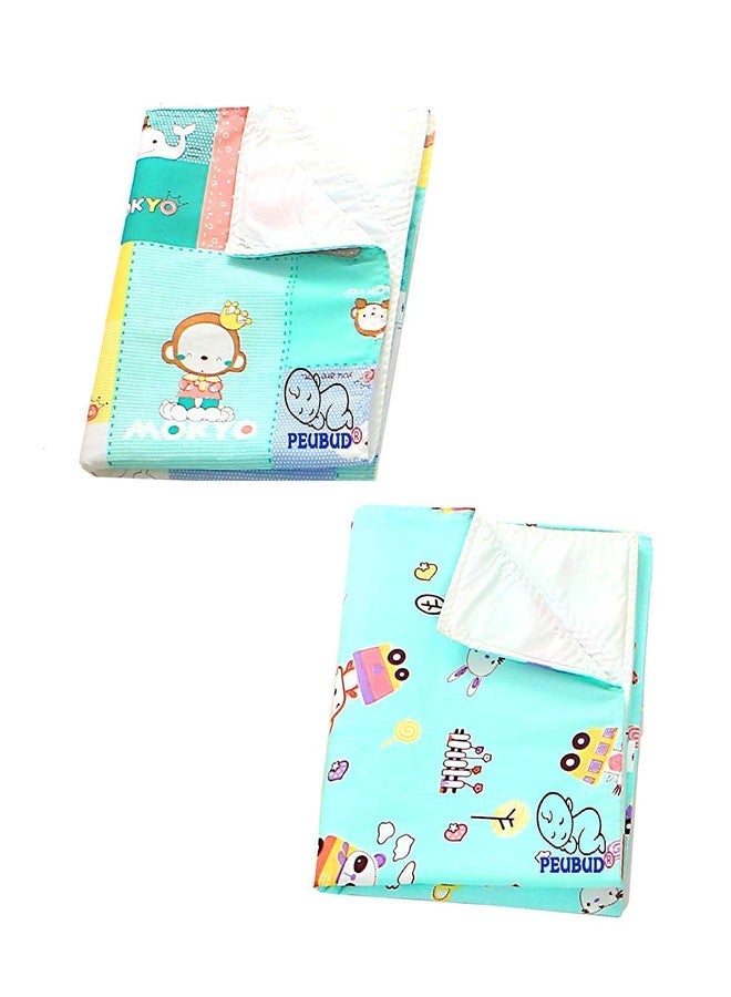 Peubud Pure Cotton Sheets for Babies (Multicolour) -Pack of 2 (584.0mm L X 457.0mm W) - Image 2