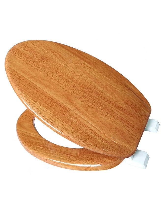J&V Textiles Elongated Toilet Seat With Easy Clean & Change Hinge (Wooden) - Image 1