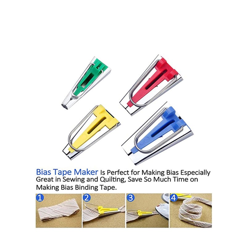 SOLARAE Bias Tape Maker, Bias Binding Maker Set with 4 Sizes (6mm/12mm/18mm/25mm) for Sewing and Quilting Bias Tape, Fabric Bias Tape Maker Tool Sewing Machine Accessories - Image 3