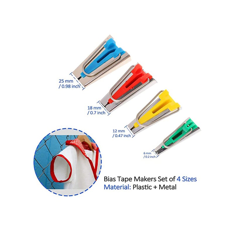 SOLARAE Bias Tape Maker, Bias Binding Maker Set with 4 Sizes (6mm/12mm/18mm/25mm) for Sewing and Quilting Bias Tape, Fabric Bias Tape Maker Tool Sewing Machine Accessories - Image 2