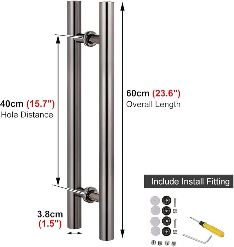 Black H Shape Sliding Barn Door Handle 60cm For Interior Exterior Glass Wood Doors - Image 3