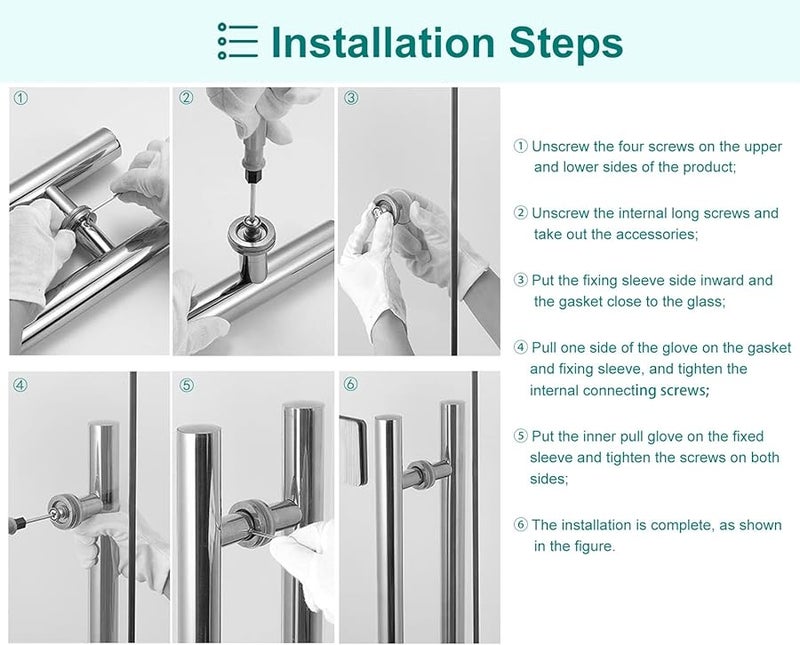 Black H Shape Sliding Barn Door Handle 60cm For Interior Exterior Glass Wood Doors - Image 5