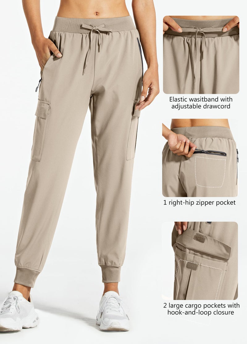 Libin Women's Cargo Joggers Lightweight Quick Dry Hiking Pants Athletic Lounge Casual Travel, Medium Khaki M - Image 4