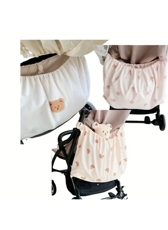 Printed Bear Lightweight Nylon Stroller Hanging Bag Large Capacity Organizer Multiple Pockets - Image 1