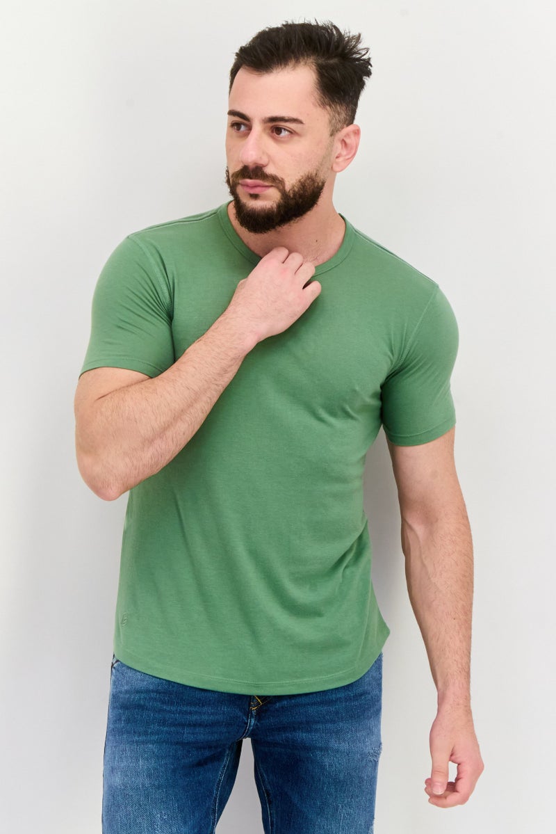 Project Essentials Men Crew Neck Short Sleeves Plain T-Shirt, Green - Image 1