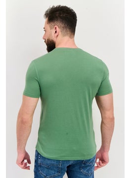 Project Essentials Men Crew Neck Short Sleeves Plain T-Shirt, Green  - Image 3