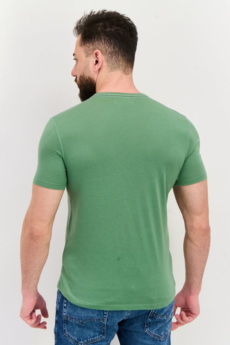 Project Essentials Men Crew Neck Short Sleeves Plain T-Shirt, Green - Image 3