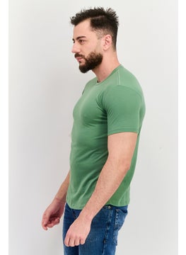 Project Essentials Men Crew Neck Short Sleeves Plain T-Shirt, Green  - Image 2