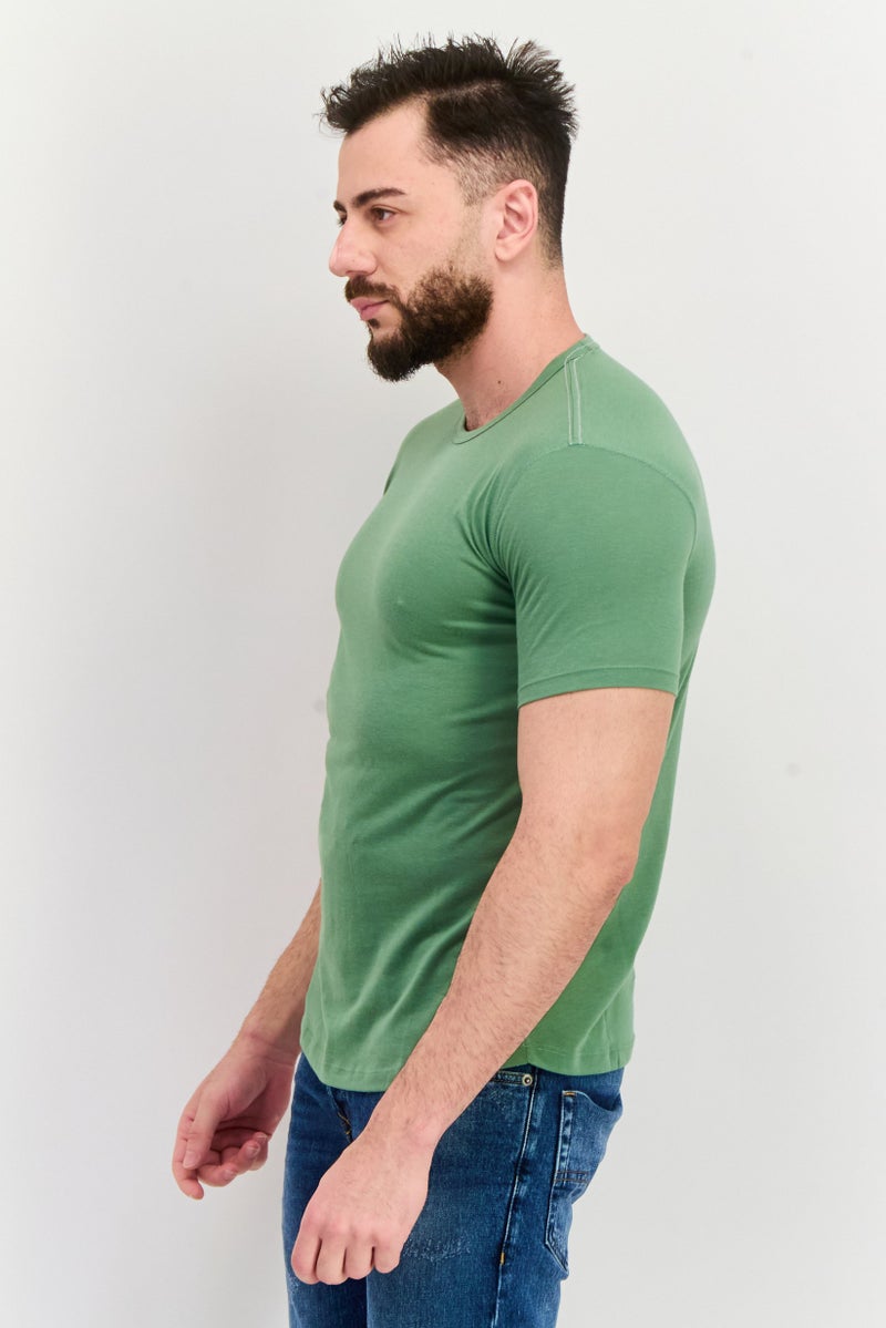 Project Essentials Men Crew Neck Short Sleeves Plain T-Shirt, Green - Image 2