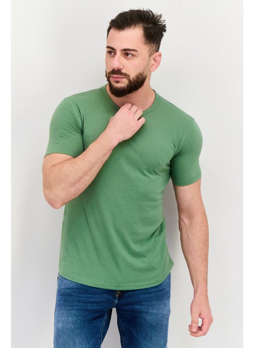 Men Crew Neck Short Sleeves Plain T-Shirt, Green - pzsku/Z41E52217C4E4F78ECBDBZ/45/_/1737642526/c96fa11d-db0c-478c-8bf0-51223c7b2e49