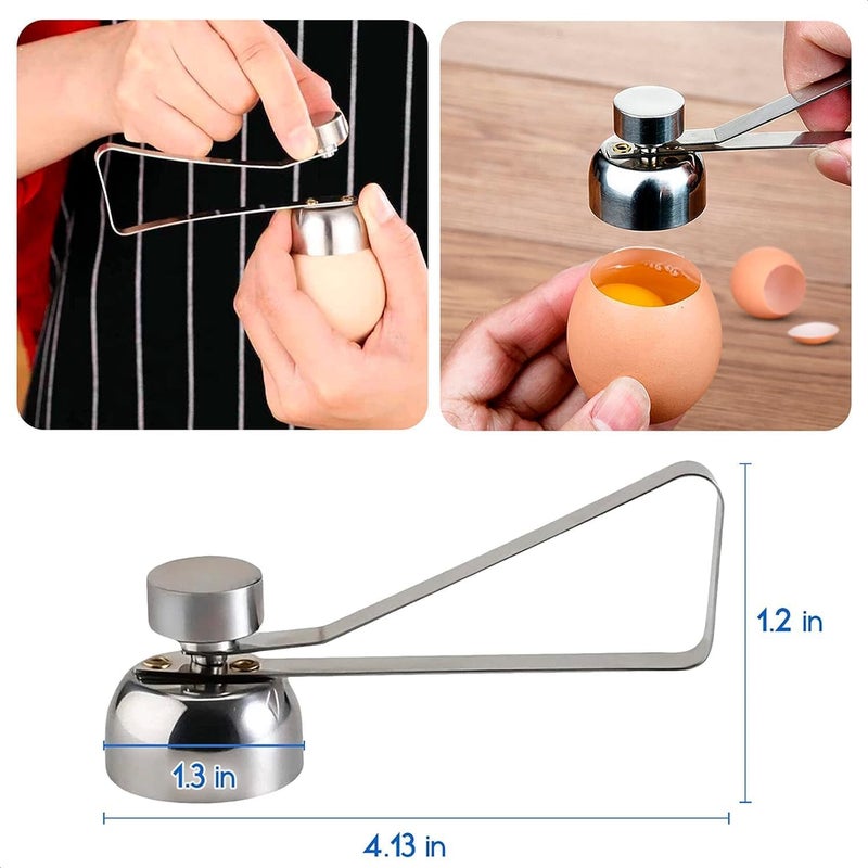 ENTRAXA Stainless Steel Egg Cracker Topper Cutter RawSoft Hard Boiled Egg Stopaer Shell Removal for Breakfast Kitchen Tool Pack 2 Silver - Image 2