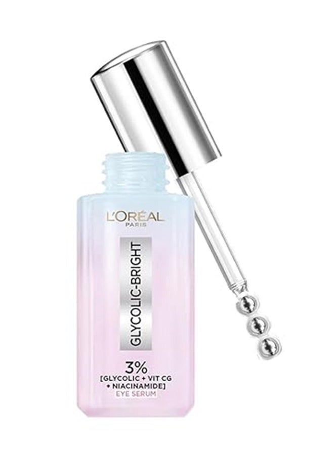 L'OREAL PARIS Glycolic-Bright Eye serum formulated with *3% [Glycolic Acid + Vitamin Cg + Niacinamide] 