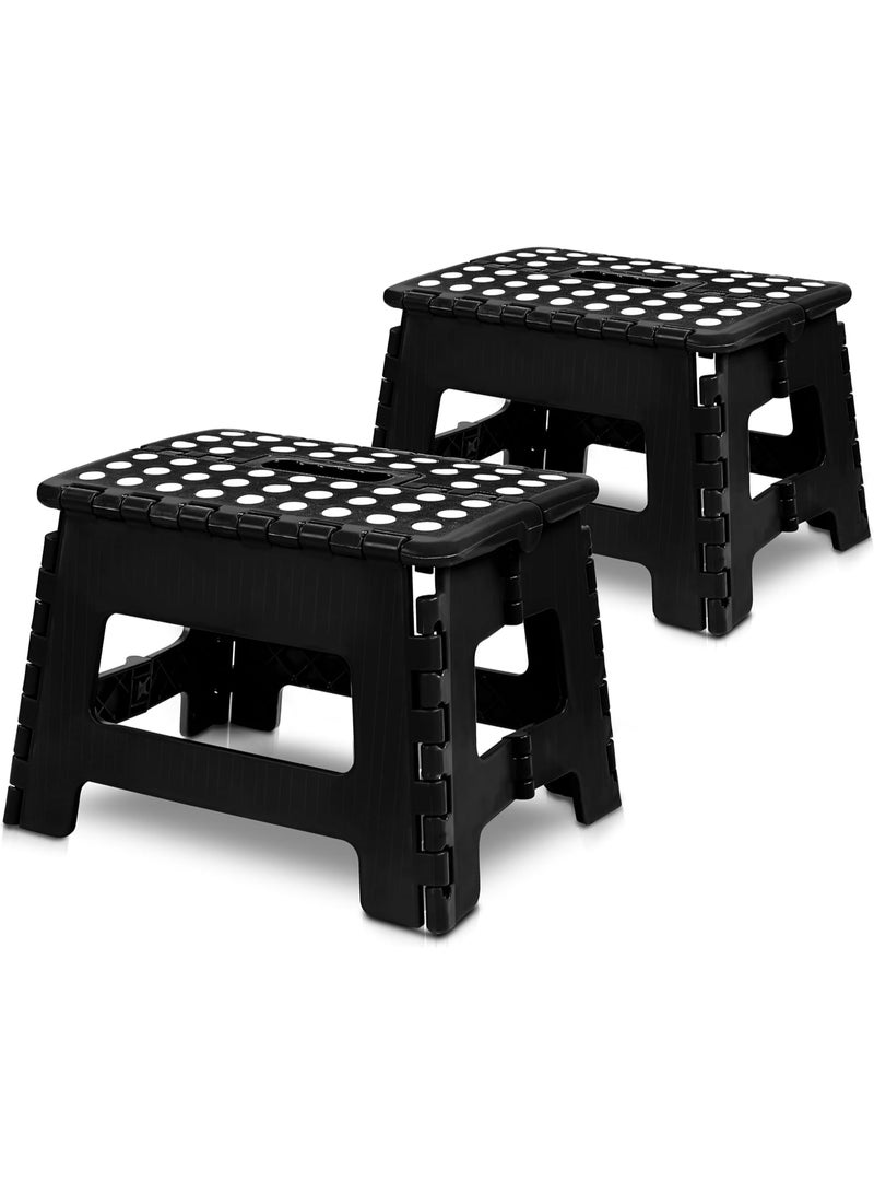 Utopia Home Folding Step Stool - (Pack of 2) Foot Stool with 9 Inch Height - Holds Up to 300 lbs - Lightweight Plastic Foldable Step Stool for Kitchen, Bathroom & Living Room (Black) - Image 1
