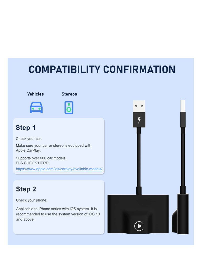 CarPlay Wireless Adapter for Factory Wired CarPlay 2023 Upgrade Plug & Play Wireless CarPlay Dongle Converts Wired to Wireless Fast and Easy Use Compatible with Cars from 2015 & iPhone iOS 10+