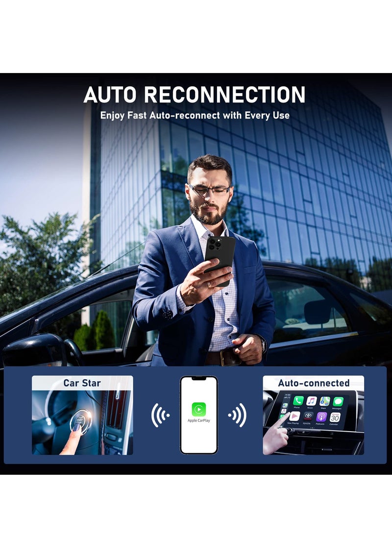 CarPlay Wireless Adapter for Factory Wired CarPlay 2023 Upgrade Plug & Play Wireless CarPlay Dongle Converts Wired to Wireless Fast and Easy Use Compatible with Cars from 2015 & iPhone iOS 10+