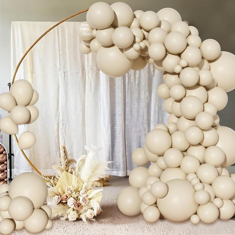 129Pcs Sand White Balloons Different Sizes 18 12 10 5Inch, 6Pcs 18” Cream Beige Boho Balloon Arch Garland Kit, Latex Balloons for Birthday Baby Shower Wedding Anniversary Party Decorations - Image 5