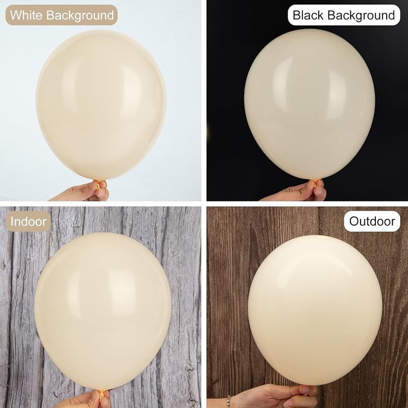 129Pcs Sand White Balloons Different Sizes 18 12 10 5Inch, 6Pcs 18” Cream Beige Boho Balloon Arch Garland Kit, Latex Balloons for Birthday Baby Shower Wedding Anniversary Party Decorations - Image 4