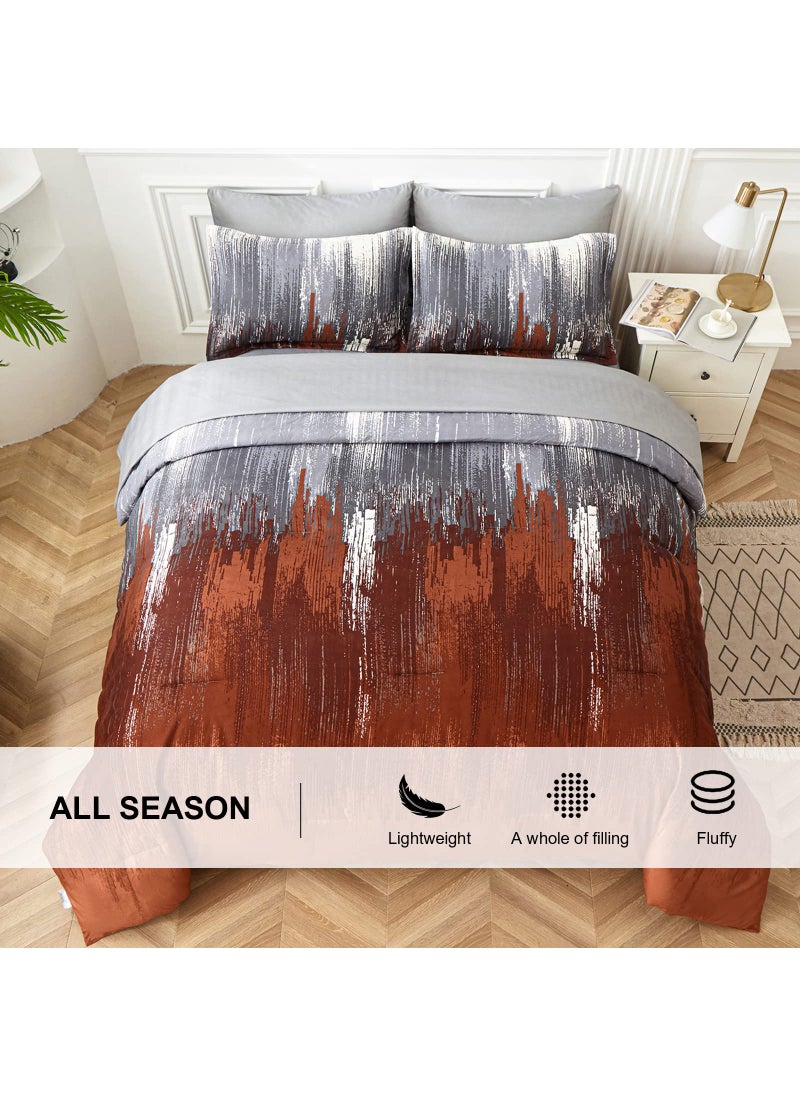 WONGS BEDDING WONGS BEDDING Halloween Burnt Orange Comforter Set King  7 Pieces Bed in a Bag Abstract Gradient Soft Microfiber Fall Terracotta Bedding - Comforter  Flat Sheet  Fitted Sheet  Pillow Shams Pillowcases  - Image 5