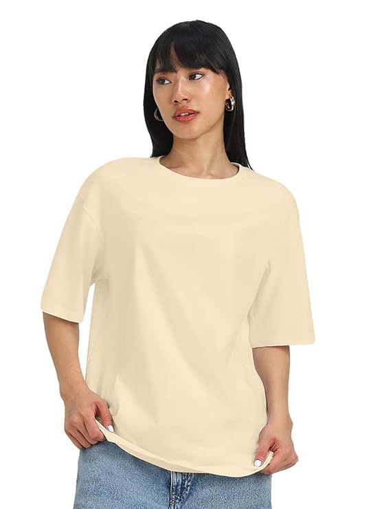 JUNEBERRY® 100% Pure Cotton Oversized Loose Fit Half Sleeve Drop Shoulder Solid Core Round Neck Multicolor T-Shirt Combo for Women (PO4_OS_JB_SW_WT_CR_MR_XXL) - Image 4