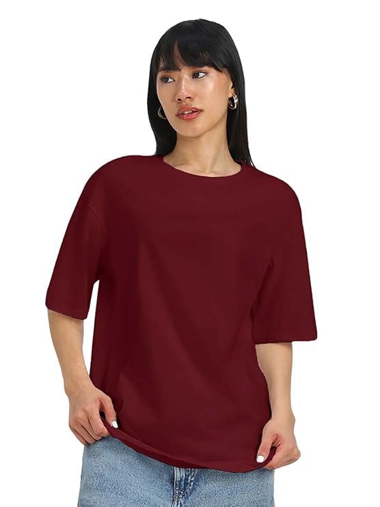JUNEBERRY® 100% Pure Cotton Oversized Loose Fit Half Sleeve Drop Shoulder Solid Core Round Neck Multicolor T-Shirt Combo for Women (PO4_OS_JB_SW_WT_CR_MR_XXL) - Image 2