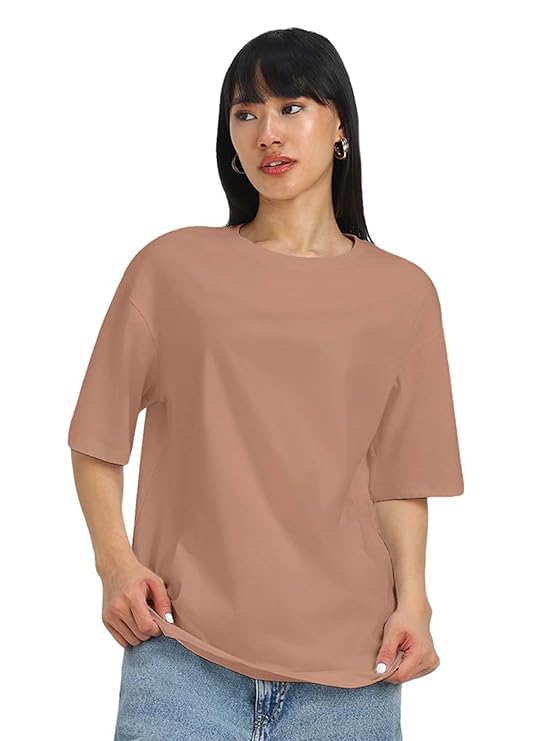 JUNEBERRY® 100% Pure Cotton Oversized Loose Fit Half Sleeve Drop Shoulder Solid Core Round Neck Multicolor T-Shirt Combo for Women (PO4_OS_JB_SW_WT_CR_MR_XXL) - Image 3