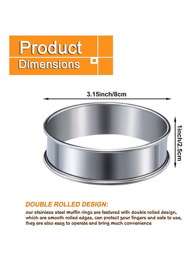 NIBEMINENT 4 Pieces English Muffins Rings, 3.1" Double Rolled Tart Rings Crumpet Mousse Cake Pancake Ring Silver  - Image 2