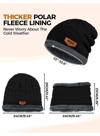 2 Pairs Winter Thick Hat And Scarf for Men Women Neck Warmer Cold Weather Gear Men Gift Set for Winter Hat Neck Scarf Guys Face Mask Snow Suits - view 3