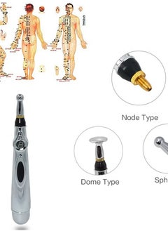 ماركة غير محددة قلم تدليك أكوبوينتس ميريديان للاستخدام المنزلي، قلم تدليك إلكتروني يعمل بتقنية الوخز، قلم تدليك برأس دوار ونقطة طاقة، لون فضي  - Image 4