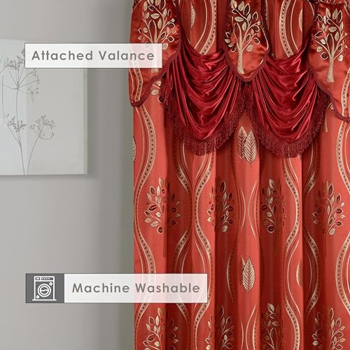 Elegant Comfort Luxurious Beautiful Curtain Panel Set with Attached Valance and Backing 54" X 84 inch (Set of 2), Burgundy - Image 4